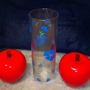 New Libbey flower vase with blue flowers decor